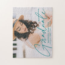 Graduação de Foto com Script Teal Moderno