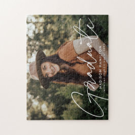 Quebra-cabeça Graduação de Fotos de Script Branco Moderno