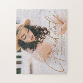 Quebra-cabeça Graduação de Fotos de Script Dourado Moderno