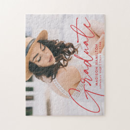 Quebra-cabeça Graduação de Fotos de Script Vermelho Moderno