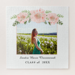 Quebra-cabeça Graduação floral em cor rosa-chic Classe Branca 20