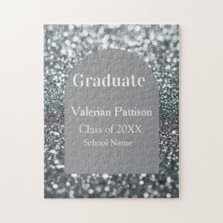 Quebra-cabeça Graduate silver gray glitter arch shape name year