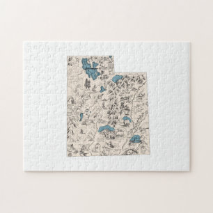 Quebra-cabeça Gráfico Antiquado de Mapa de Imagens Vintage em U