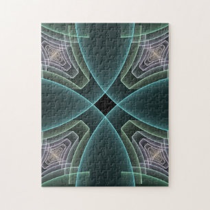 Quebra-cabeça Gráfico de Arte Geométrica Teal Moderna
