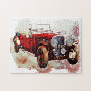 Quebra-cabeça Gráfico do Carro vintage Vermelho Desenho Quebra-