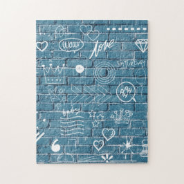 Quebra-cabeça Grafite branco sobre arte de texto moderno na pare