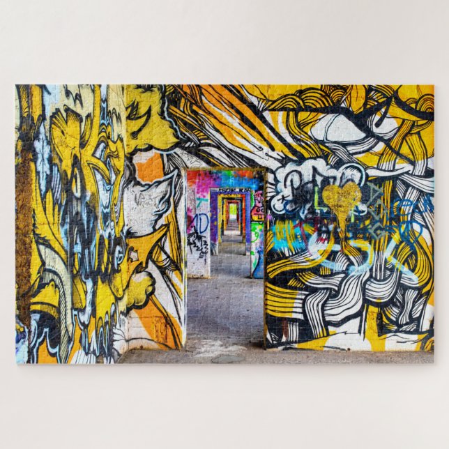 Quebra-cabeça grafite urbano Legal num edifício abandonado, (Horizontal)