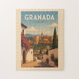 Quebra-cabeça Granada Espanha Ilustração Arte de Viagem Alhambra