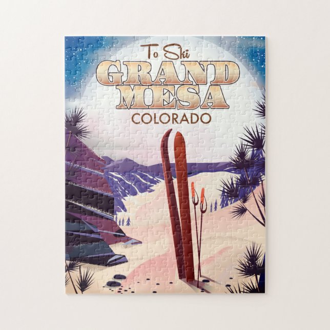 Quebra-cabeça grand mesa, pôster de esqui do Colorado. (Vertical)