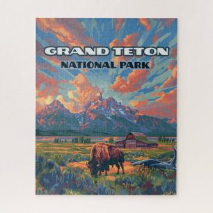 Quebra-cabeça Grand Teton National Park Mounties Bison Wyoming