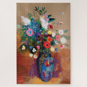 Quebra-cabeça Grande Buquê num vaso azul por Odilon Redon