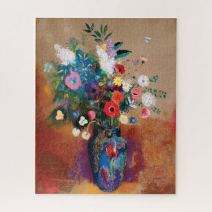 Quebra-cabeça Grande Buquê num vaso azul por Odilon Redon