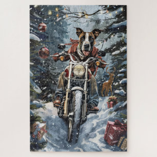 Quebra-cabeça Grande Dane Cão Andando de Moto Natal
