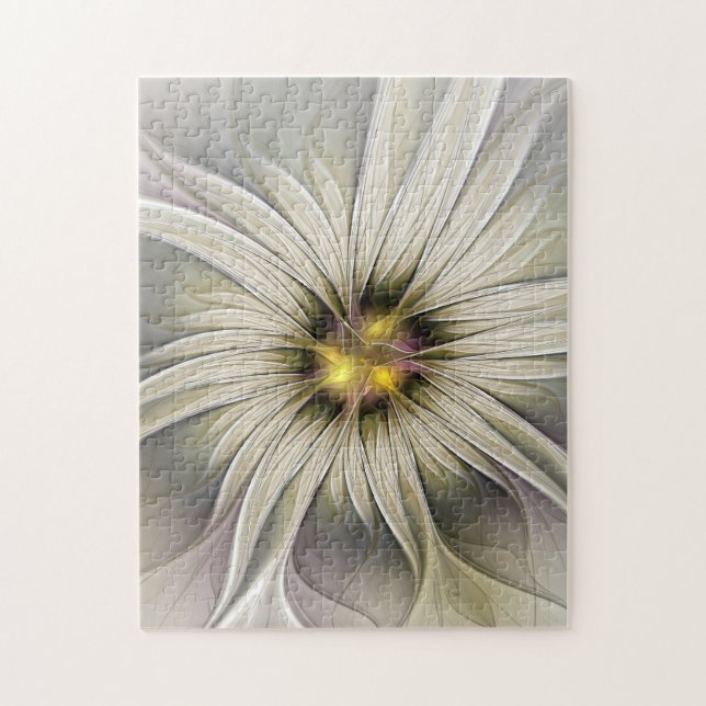 Quebra-cabeça Grande Flor de Marfim, Abstrato Moderna Arte Fract (Vertical)