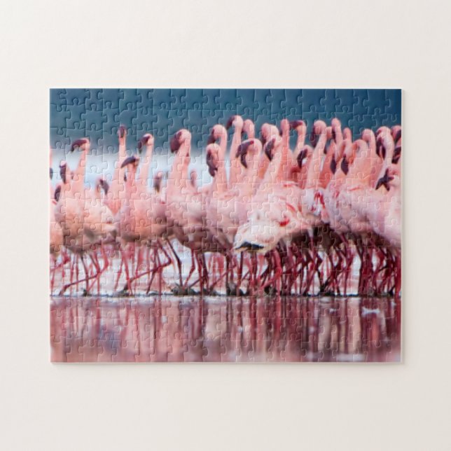 Quebra-cabeça Grande Grupo de Flamingos Menores (Horizontal)