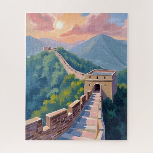Quebra-cabeça Grande Muralha da China | Pintura de Viagem (Vertical)