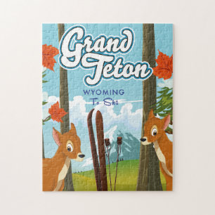 Quebra-cabeça Grande Teton Wyoming para esquiar. Íman
