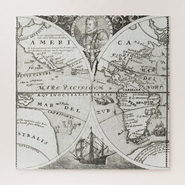 Quebra-cabeça Grande Voyages Antiguamente Mapa Geral do Mundo (Vertical)