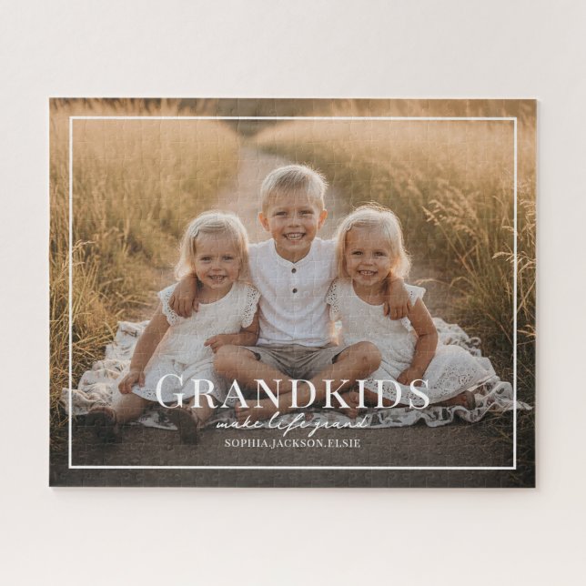 Quebra-cabeça Grandkids Make Life Grand Grandparent Gift Photo (Horizontal)