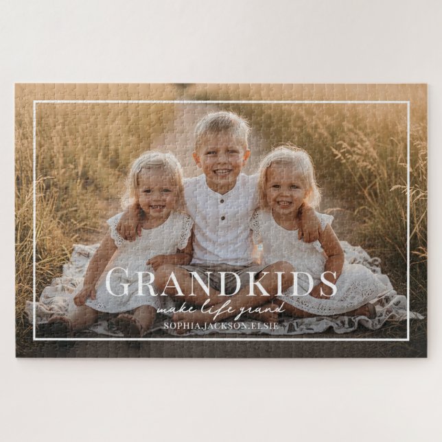 Quebra-cabeça Grandkids Make Life Grand Grandparent Gift Photo (Horizontal)