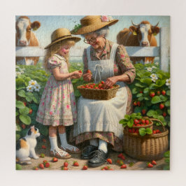 Quebra-cabeça Grandma & Me Strawberry Picking Summer Harvest Joy