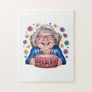 Quebra-cabeça Granny Óculos Felizes Aniversário Gráfico