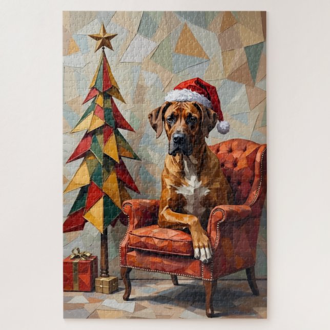 Quebra-cabeça Great Dane Abstract Geometric Christmas Nap Hat (Vertical)
