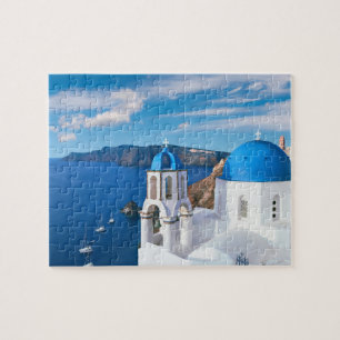 Quebra-cabeça Grécia de Oia Santorini no Oceano Pacífico Azul