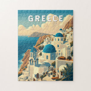 Quebra-cabeça Grécia Illustration Viagem Art Vintage