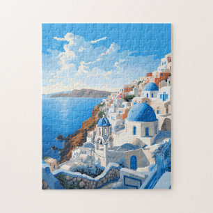 Quebra-cabeça Grécia Santorini Iconic Island Viagem Art Vintage