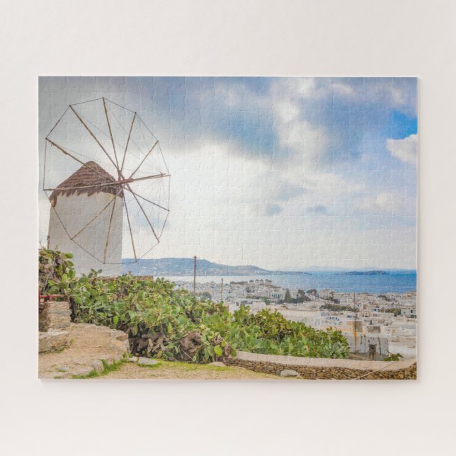 Quebra-cabeça Grécia tradicional da aldeia grega Mykonos (Horizontal)