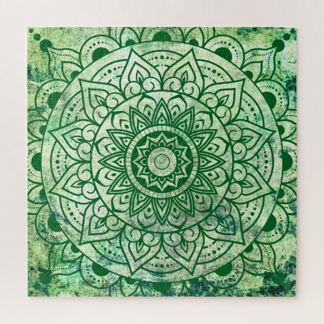 Quebra-cabeça Green Bohemian Ethnic Stylish Mandala  (Vertical)