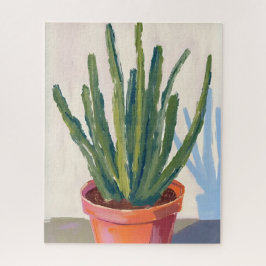 Quebra-cabeça Green Cacti Plant Watercolor Painting