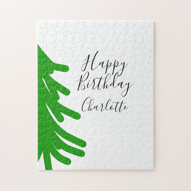 Quebra-cabeça Green Christmas tree happy birthday December winte (Vertical)