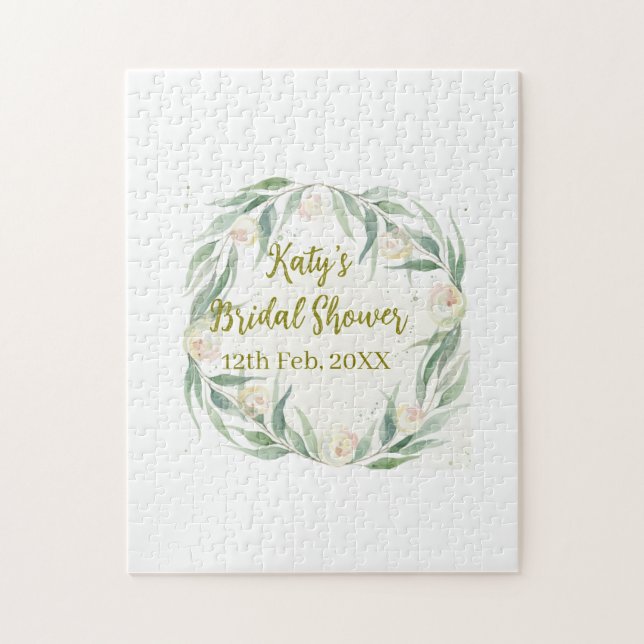 Quebra-cabeça Green eucalyptus floral bridal shower name date go (Vertical)