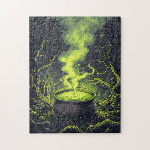 Quebra-cabeça Green Magic Potion Cauldron Halloween
