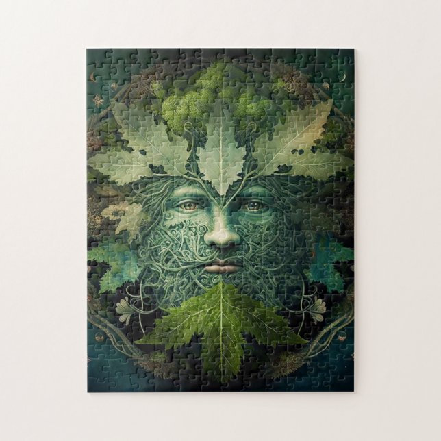 Quebra-cabeça Green Man Mandala Fantasy Art (Vertical)