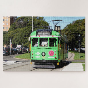 Quebra-cabeça Green Melbourne city Tram, Victoria, Austrália