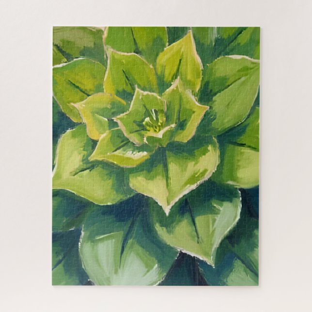 Quebra-cabeça Green Succulent Plant Painting (Vertical)