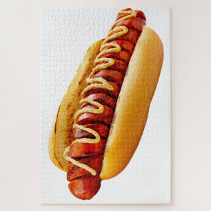 Quebra-cabeça Grelha de carne em fatias da mostarda Hotdog do Sl