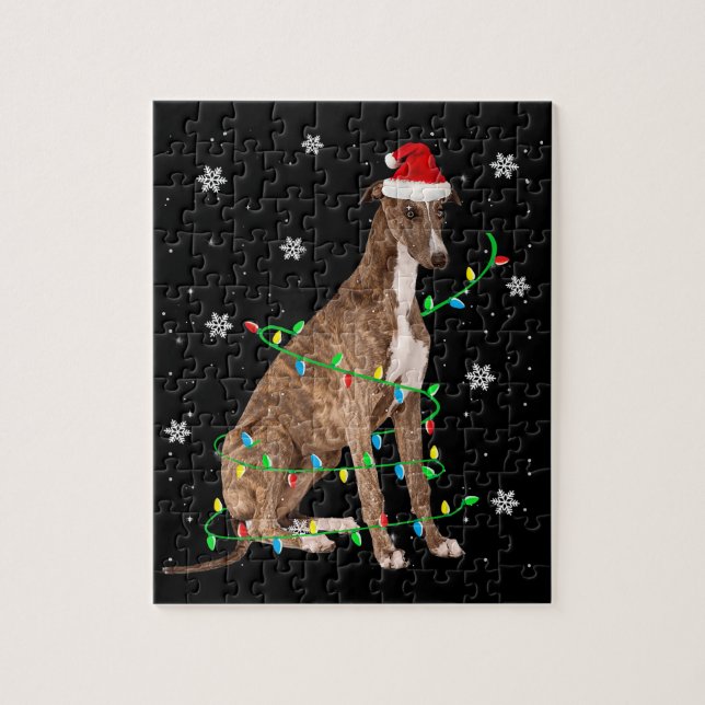 Quebra-cabeça greyhound christmas papais noeis fofos e leves (Vertical)