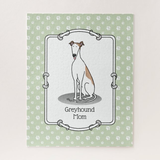 Quebra-cabeça Greyhound Mãe (branco) Cachorro Bonito Mãe (Vertical)