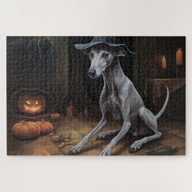 Quebra-cabeça Greyhound Pumpkins Halloween Assustado (Horizontal)