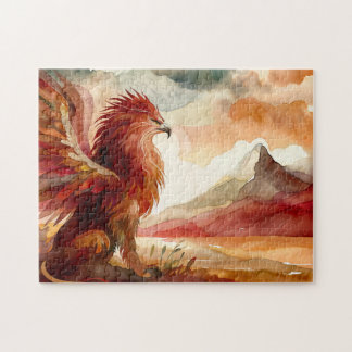 Quebra-cabeça Griffin and Mountain Watercolor Art