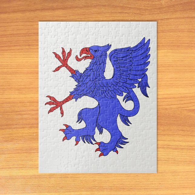 Quebra-cabeça Griffin Rampant Azure (Griffin Rampant Azure Jigsaw Puzzle on Table)