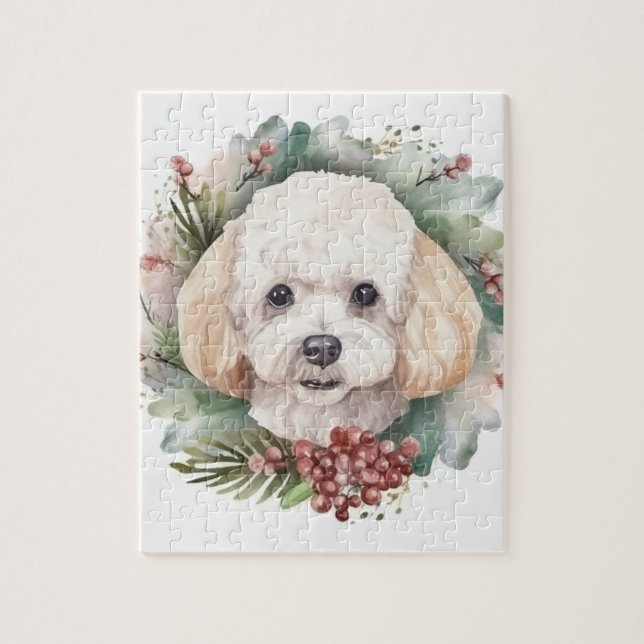 Quebra-cabeça Grinalda de Natal de Poodle Pupila Festiva (Vertical)
