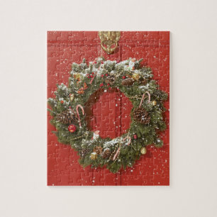Quebra-cabeça Grinalda do Natal que pendura em uma porta