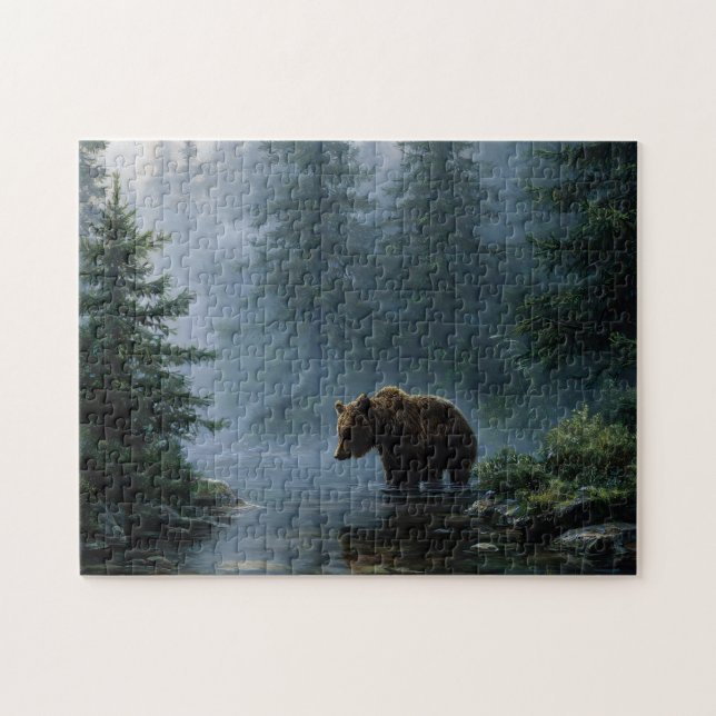 Quebra-cabeça Grizzly Bear Misty Forest (Horizontal)