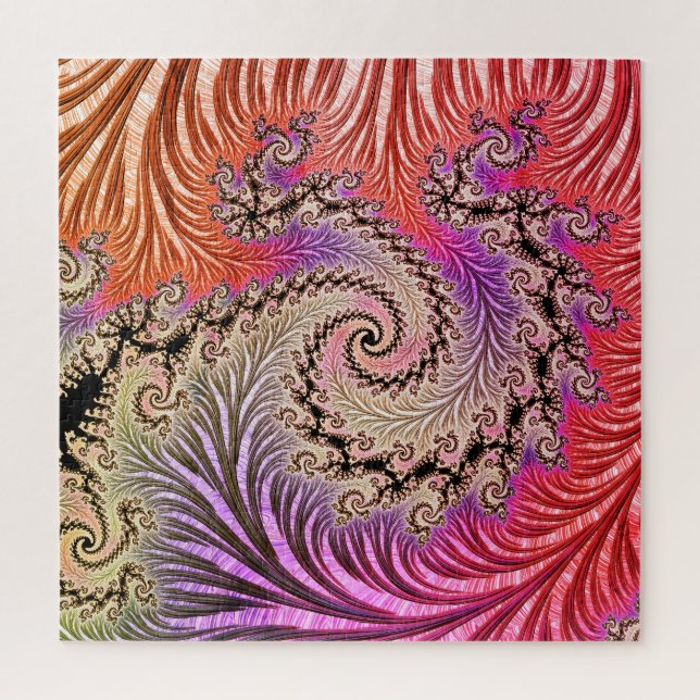 Quebra-cabeça Groovy Abstrato Digital Funky Boho Espiral Fractal (Vertical)