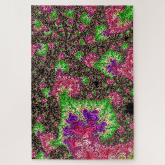 Quebra-cabeça Groovy Boho Hippie Funky Espiral Arte Fractal (Vertical)